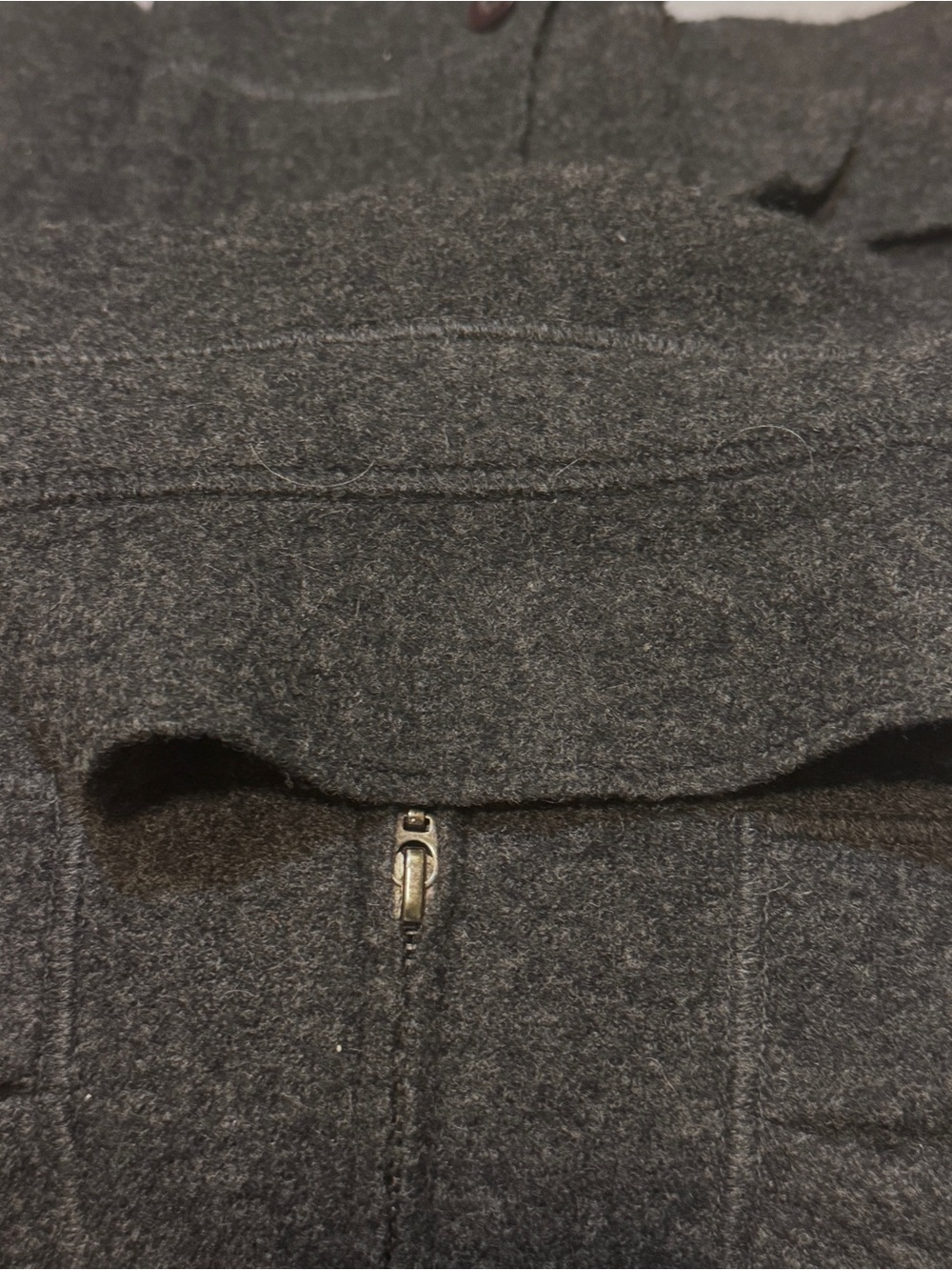 Vintage 1980s Boiled Wool Men's M Cardigan Sweater Charcoal Gray Double Zipper - Picture 14 of 14